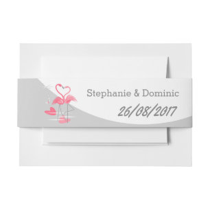 Bandeau De Faire-part Flamant rose Amour Grande Lune Noms Date paysage