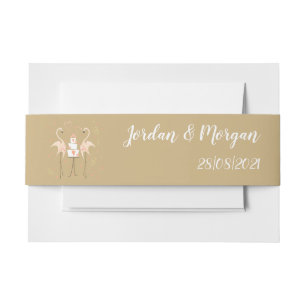 Bandeau De Faire-part Flamant rose Mariage Noms Date paysage