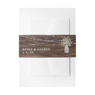 Bandeau De Faire-part Fleur de Baby's Breath, Pot, Bois & Guirlande Lumi