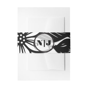 Bandeau De Faire-part Fleur de floraison gras noir et blanc