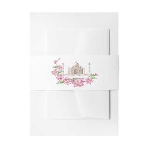 Bandeau De Faire-part Fleur de lotus indienne aquarelle Taj Mahal