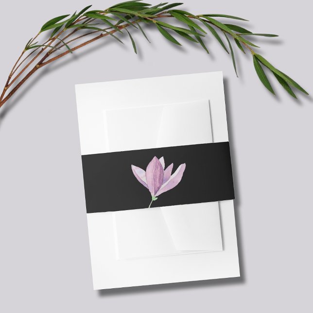 Bandeau De Faire-part Fleur de Magnolia aquarelle (Watercolor Magnolia Flower Wedding Invitation Belly Bands)