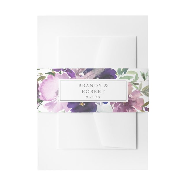 Bandeau De Faire-part Fleur de Violet Pourpre & Lavande 2 (Devant example)