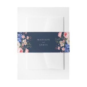 Bandeau De Faire-part Fleur sauvage bleu marine Mariage floral