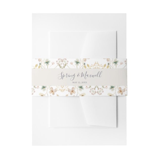 Bandeau De Faire-part Fleur sauvage de printemps | Mariage blanc (Devant example)