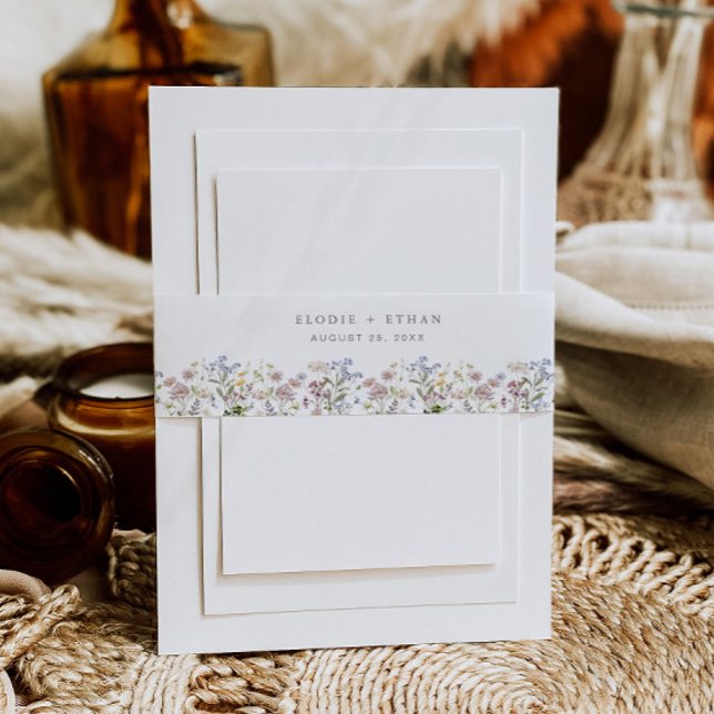 Bandeau De Faire-part Fleur sauvage Faire-part de mariage Belly Band Flo (Créateur téléchargé)