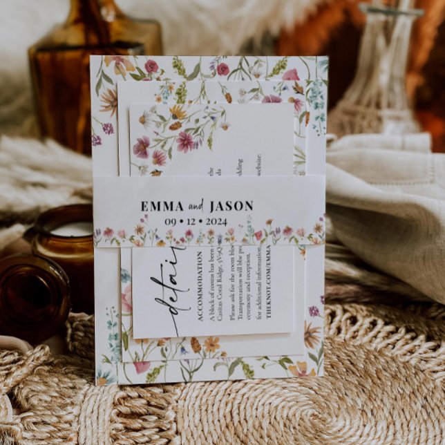 Bandeau De Faire-part Fleur sauvage Invitation Bande de ventre (Créateur téléchargé)