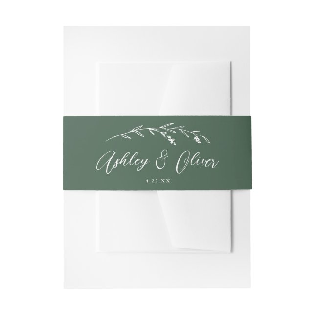 Bandeau De Faire-part Fleur sauvage rustique  Script Sage Mariage vert (Devant example)