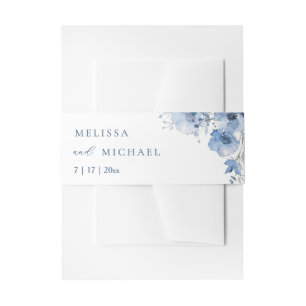 Bandeau De Faire-part Fleurs aquarelles bleues mariage