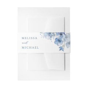 Bandeau De Faire-part Fleurs aquarelles bleues mariage