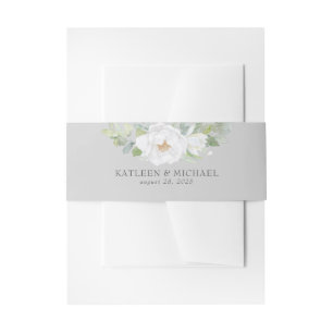 Bandeau De Faire-part Fleurs blanches et aquarelle Mariage
