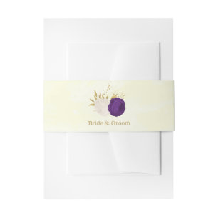 Bandeau De Faire-part fleurs blanches royales violettes or mariage botan