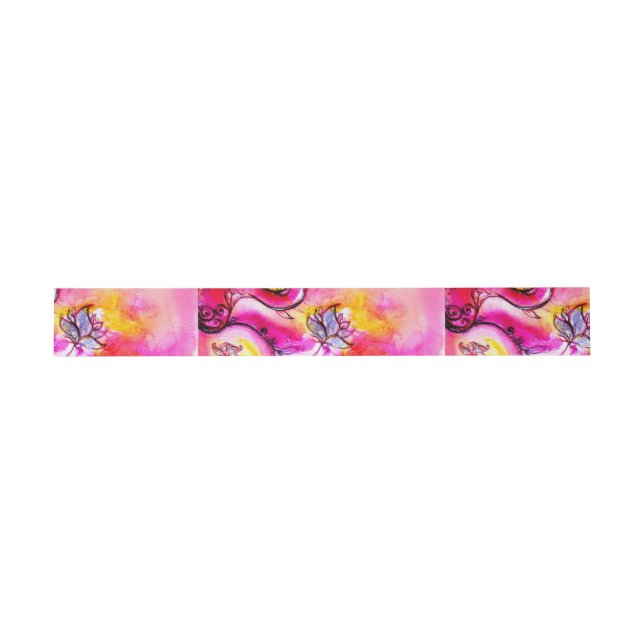 BANDEAU DE FAIRE-PART FLEURS BLEU BLEU ROSE JAUNE (Plat)