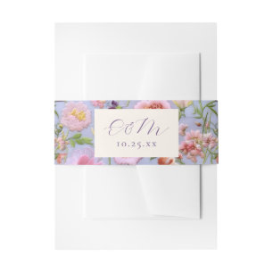 Bandeau De Faire-part Fleurs brodées violettes