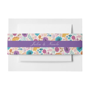 Bandeau De Faire-part Fleurs d'amour en fleurs Romance Rose Violet Maria