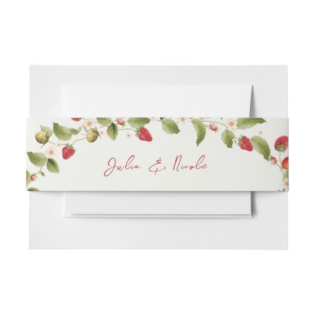 Bandeau De Faire-part Fleurs de fraises rouges sucrées Mariage (Devant Example)