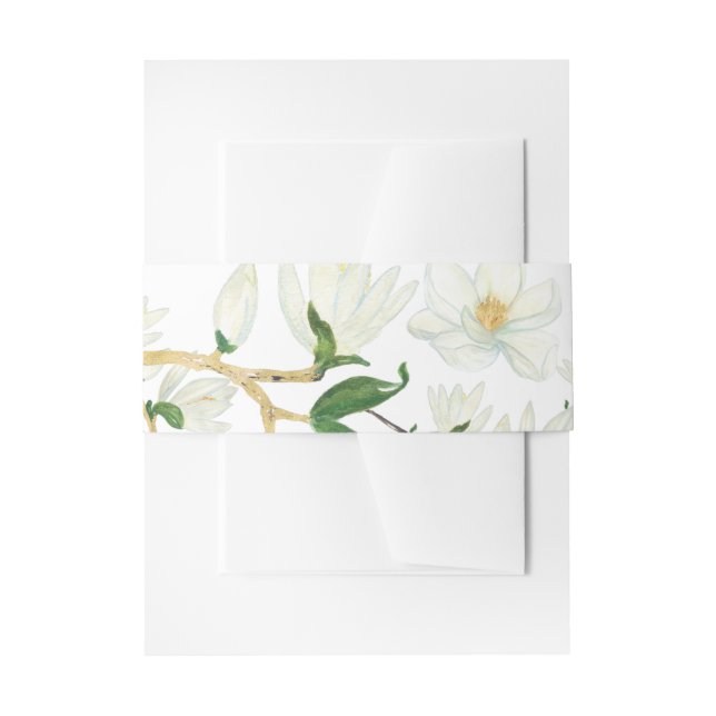 Bandeau De Faire-part Fleurs de Magnolia Botanique Invitation Bande de v (Devant example)