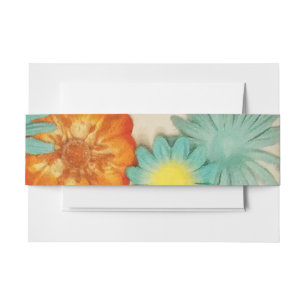 Bandeau De Faire-part Fleurs de papier Aqua Bat mitzvah Enveloppe Bande 