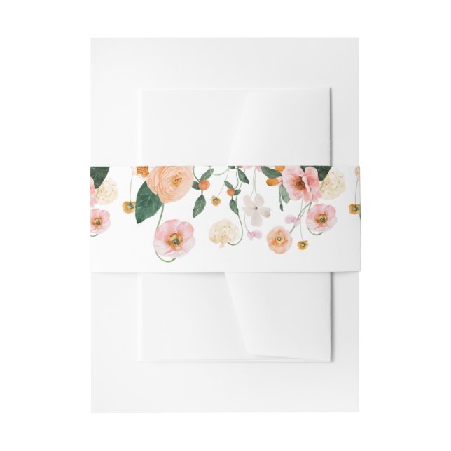 Bandeau De Faire-part Fleurs de pavot rose Mariage rustique (Devant example)