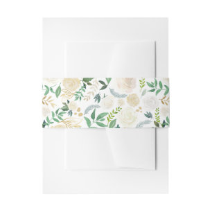 Bandeau De Faire-part Fleurs d'ivoire d'aquarelle et vert blanc