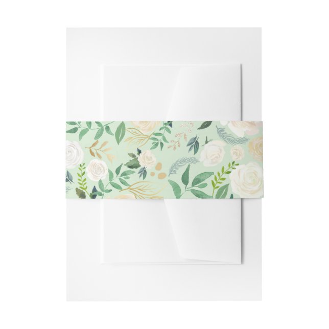 Bandeau De Faire-part Fleurs d'ivoire d'aquarelle et vert verdoyant (Devant example)