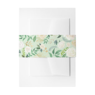 Bandeau De Faire-part Fleurs d'ivoire d'aquarelle et vert verdoyant