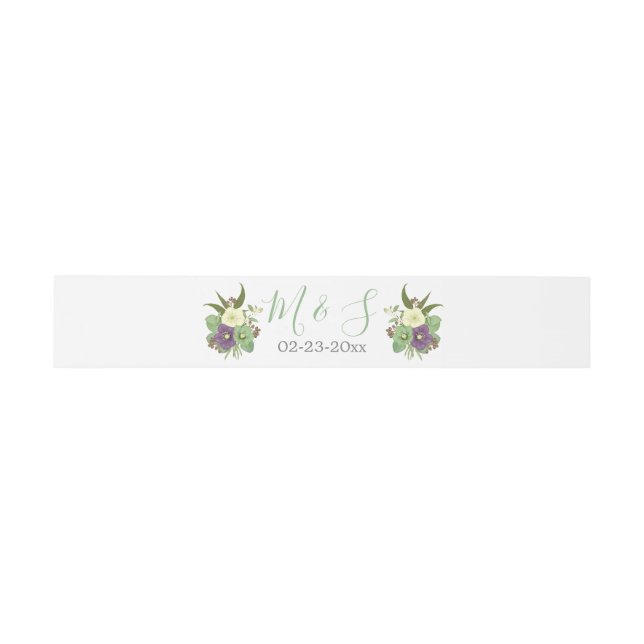 Bandeau De Faire-part Fleurs florales violettes roses Faire-part de mari (Plat)