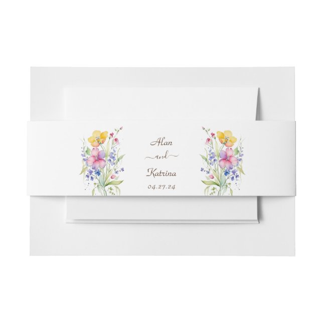 Bandeau De Faire-part Fleurs roses pêche jaune (Devant Example)