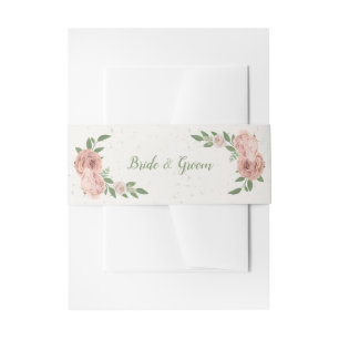 Bandeau De Faire-part fleurs roses rousses verdure mariage botanique