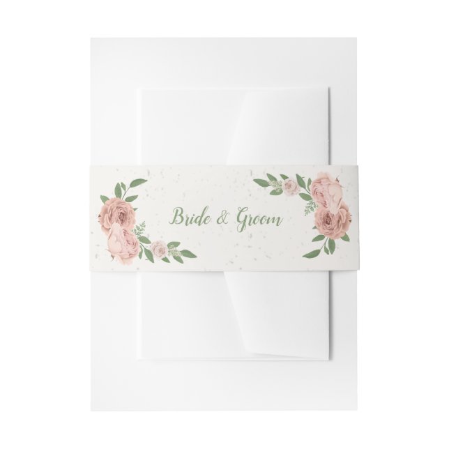 Bandeau De Faire-part fleurs roses rousses verdure mariage botanique (Devant example)