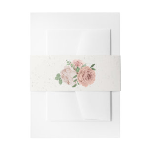 Bandeau De Faire-part fleurs roses rousses verdure mariage botanique