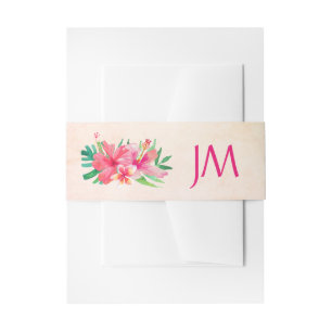 Bandeau De Faire-part Fleurs tropicales Hibiscus Monogram Mariage