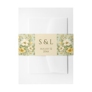 Bandeau De Faire-part Fleurs vertes douces et beiges mariage