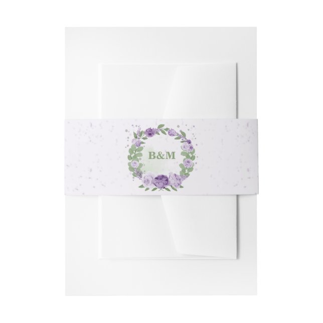 Bandeau De Faire-part fleurs violettes romantique mariage (Devant example)