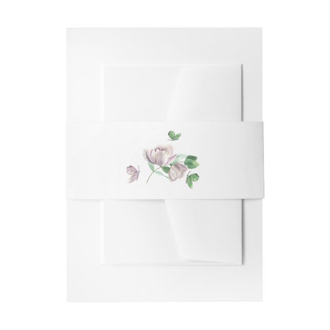 Bandeau De Faire-part fleurs violettes vert feuille mariage (Devant example)