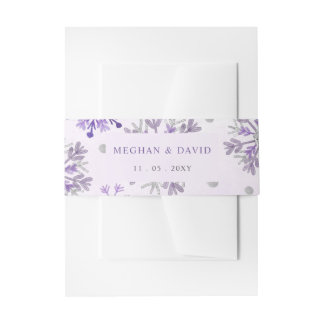 Bandeau De Faire-part Flocons de neige Argent Violet Noël Hiver Mariage