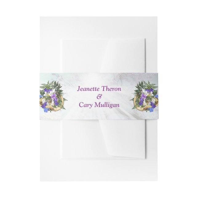 Bandeau De Faire-part Floraisons de Jacaranda et bouquet de lys (Devant example)