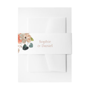 Bandeau De Faire-part Floral Aquarelle Couple Initiales Mariage blanc
