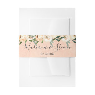 Bandeau De Faire-part Floral Beige Blush Rose or sur Mariage rose Invi
