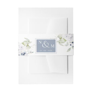 Bandeau De Faire-part Floral blanc et bleu, Mariage Monogramme