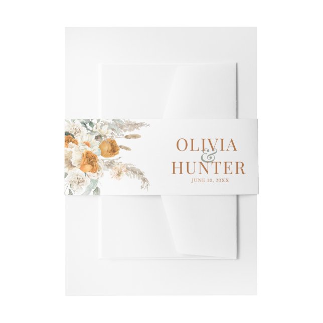 Bandeau De Faire-part Floral Bohème moderne Mariage en terre cuite (Devant example)