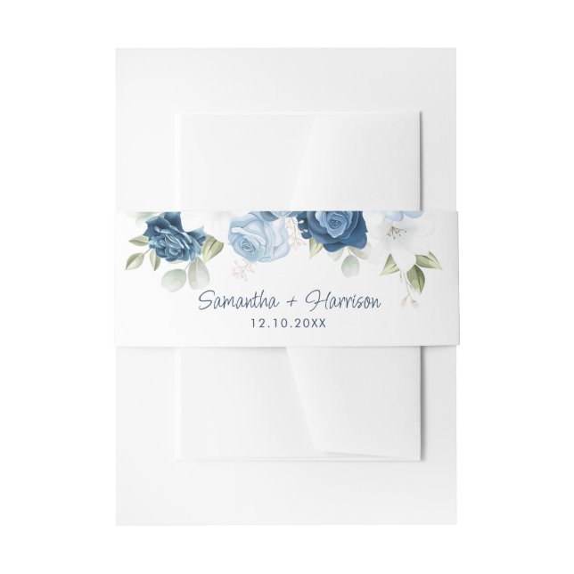 Bandeau De Faire-part Floral Dusty Blue Greenery Mariage (Devant example)