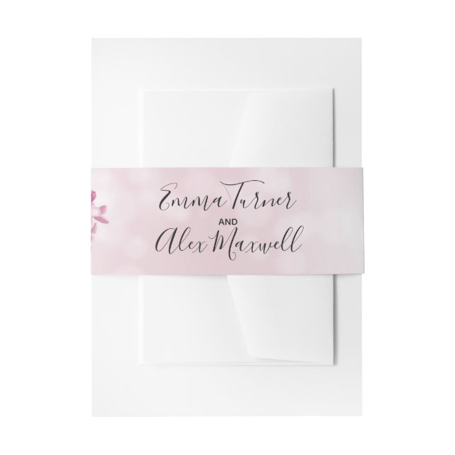 Bandeau De Faire-part Floral rose | Faire-part de mariage Belly Band (Devant example)