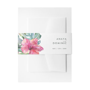 Bandeau De Faire-part Floral tropical coloré   Invitation Belly Band