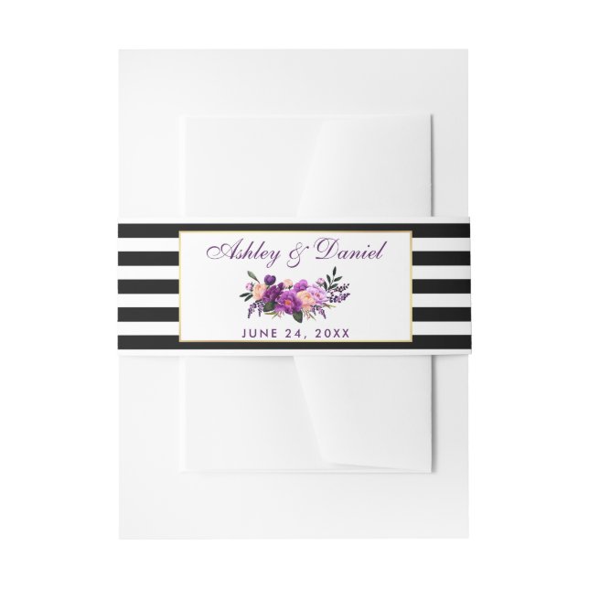 Bandeau De Faire-part Floral violet noir Mariage (Devant example)