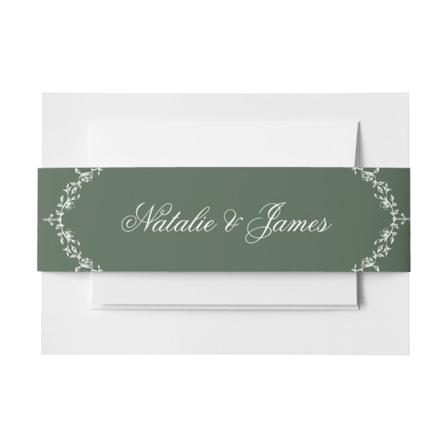 Bandeau De Faire-part Floral White Emerald Green Old Money Fancy Wedding (Devant Example)