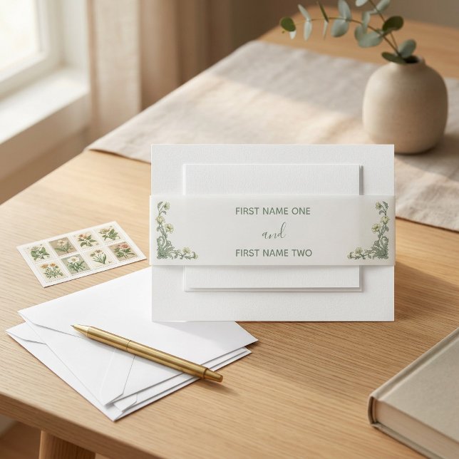 Bandeau De Faire-part Florale Botanique (Botanical Floral Invitation Belly Band)