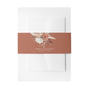Bandeau De Faire-part Florales en terre cuite rustique Noms Date Mariage