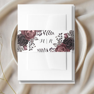 Bandeau De Faire-part Florales noires gothiques foncées Invitation Bande
