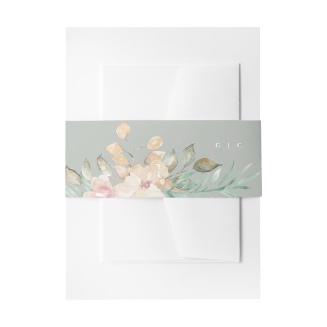 Bandeau De Faire-part Flores d'aquarelle rustique sur Mariage vert Sage (Devant example)